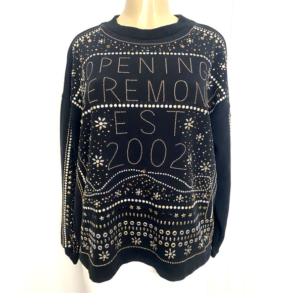 Opening Ceremony 2002 Studded Logo Sweatshirt Jumper Gold Silver Long Sleeve S - Picture 4 of 13